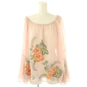 フラワー刺繍トップス カットソー 34 ピンク マルチカラー /DO OS