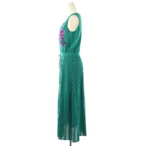 GRACE CONTINENTAL 刺繍レースニットワンピース 36 グリーン マルチカラー /DO OS