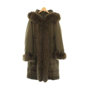 フォックストリミングファーダウンコート 38 カーキブラウン