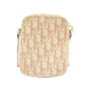 Christian Dior トロッター ショルダーバッグ ラインストーン フラワー ピンク アイボリー