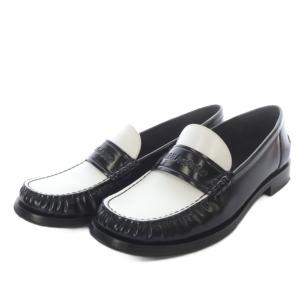 IRINA ローファー スリッポン レザー バイカラー 7.5 ブラック ホワイト /YO32