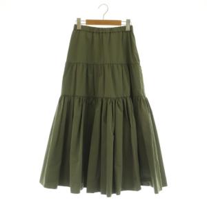 トリアセタフタスカート ロング ティアード フレア 36 カーキ /MY OS