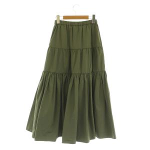 Grace Class トリアセタフタスカート ロング ティアード フレア 36 カーキ /MY OS