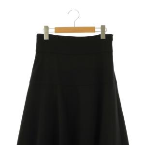 IENA 24SS ダブルクロスフレアスカート ロング 36 ブラック /DF OS