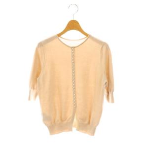 バックパールボタン2-wayプルオーバー カーディガン ニット M ピンクベージュ /AT OS