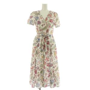 フラワープリントワンピース ロング 半袖 2 ホワイト /MY OS