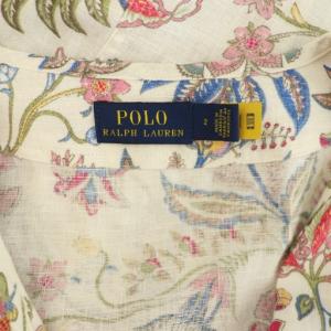 POLO RALPH LAUREN フラワープリントワンピース ロング 半袖 2 ホワイト /MY OS