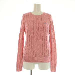 PIMA COTTON ケーブルニット セーター 長袖 M ピンク /MY OS