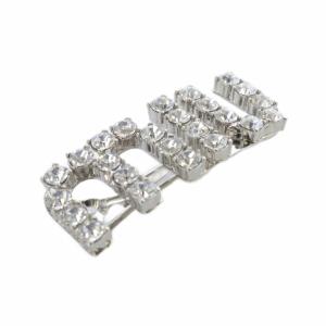 miumiu クリスタル ロゴ ヘアクリップ シルバー色 5JF082