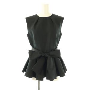 ペプラムリボンブラウス ノースリーブ 2 ブラック /DF OS