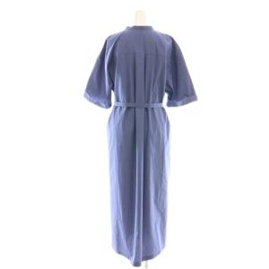 MACKINTOSH PHILOSOPHY MACKINTOSHPHILOSOPHY バンドカラーシャツワンピース ミモレ ロング 半袖 38 青 ブルー /AT OS