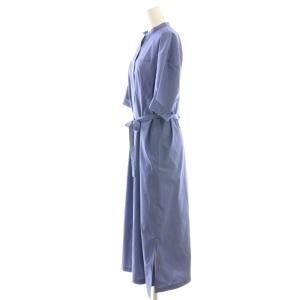 MACKINTOSH PHILOSOPHY MACKINTOSHPHILOSOPHY バンドカラーシャツワンピース ミモレ ロング 半袖 38 青 ブルー /AT OS