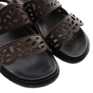 MARNI レザーサンダル カットデザイン 36 黒 ブラック 茶 ブラウン /SS OS