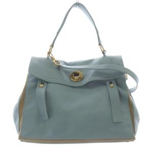 ミューズトゥ レザー キャンバス 2WAY ショルダーバッグ ブルー 295161