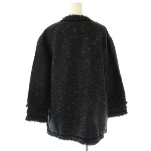 BRAHMIN ラメツイードジャケット ノーカラージャケット 38 ネイビー /DF OS AD