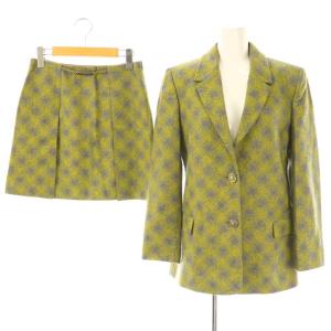スーツ セットアップ 総柄 ジャケット スカート 26/40 28/42 グリーン グレー /ES OS