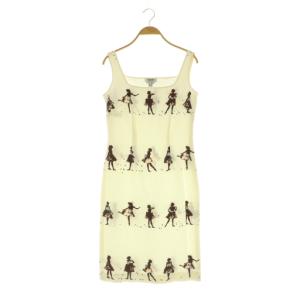 総柄 ノースリーブワンピース ロング イタリア製 I40 ホワイト /MY OS