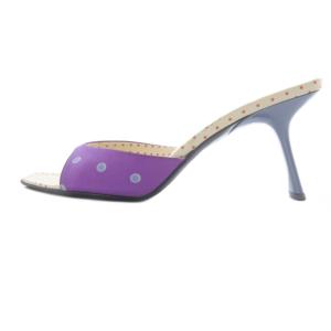 PRADA ドット柄 サンダル ミュール ハイヒール 38 青 ブルー 紫 パープル /SR