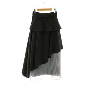 dazzlin  25SS アシメティアードプリーツスカート ドッキング フレア M チャコール グレー /CX OS