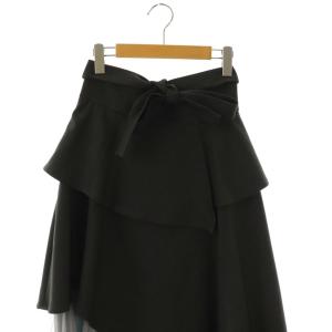 dazzlin  25SS アシメティアードプリーツスカート ドッキング フレア M チャコール グレー /CX OS