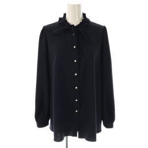 ロングスリーブパールブラウス フリル 34 ネイビー 6411080 /DO OS
