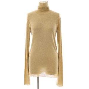 ラメタートルネックトップス ニット セーター 薄手 ベージュ ゴールド色 /ES OS