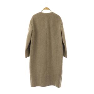 IENA ノーカラーロングコート アウター ラムウール ウール 36 グレージュ 総裏地 /CX OS