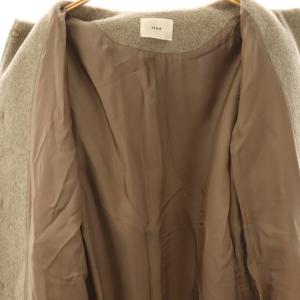 IENA ノーカラーロングコート アウター ラムウール ウール 36 グレージュ 総裏地 /CX OS