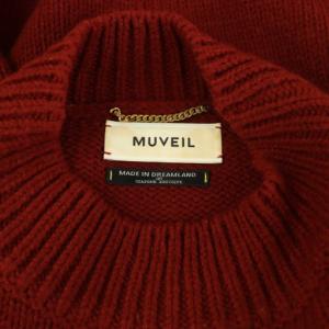 MUVEIL 刺繍入りローゲージニット セーター ハイネック 長袖 38 レッド /MY OS