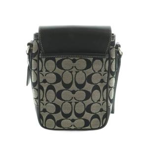 COACH ショルダーバッグ キャンバス レザー シグネチャー柄 黒 ブラック 6098 /MI OS SH