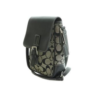 COACH ショルダーバッグ キャンバス レザー シグネチャー柄 黒 ブラック 6098 /MI OS SH