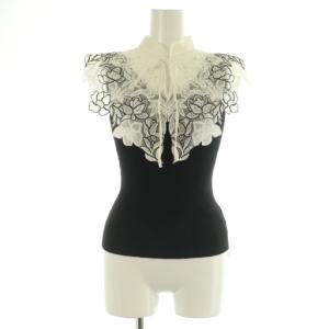 24SS レースカラーノースリニット カットソー リブ ONE ブラック /MY OS