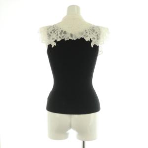 SNIDEL 24SS レースカラーノースリニット カットソー リブ ONE ブラック /MY OS