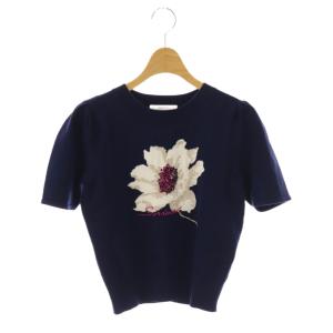 25AW FLOWER COLLECTION ジャガードニットプルオーバー 半袖 F ネイビー /DF