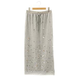 25SS BIJOU MOTIF SWEAT SKIRT ロングスカート M グレー ビジュー装飾 スパンコール装飾