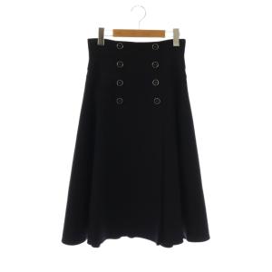 ダブルボタン スカート フレア ロング ミモレ丈 36 ブラック /DF OS