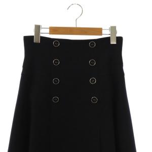 René ダブルボタン スカート フレア ロング ミモレ丈 36 ブラック /DF OS