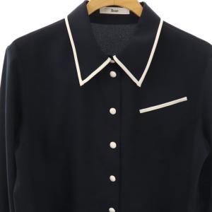 René 長袖シャツ ブラウス パイピング 36 ネイビー /DF OS