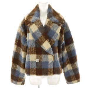 24AW L.B CANDY STOCK ビジューダブルショート チェック F ブラウン ブルー /HK