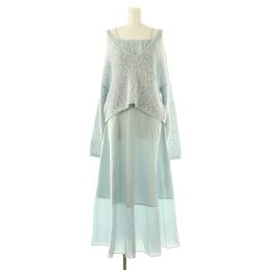 25SS スラブニットセットシアーワンピース ロング 1 ブルー /DF OS