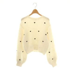 24AW ハートモチーフニットプルオーバー セーター F オフホワイト ブラック /DO OS