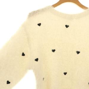 SNIDEL 24AW ハートモチーフニットプルオーバー セーター F オフホワイト ブラック /DO OS