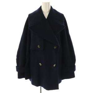 23AW オーバーサイズ ダブルブレストコート ミドル丈 2 ネイビー /HK OS