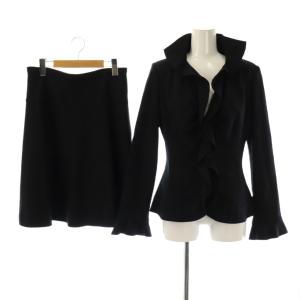 スカート スーツ セットアップ ジャケット ラッフル 2 ブラック /ES OS