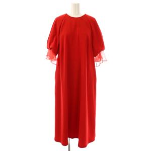 24SS シアーラッフルカフワンピース 五分袖 ロング 38 赤 531-4140401 /NR OS