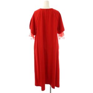 ADORE 24SS シアーラッフルカフワンピース 五分袖 ロング 38 赤 531-4140401 /NR OS