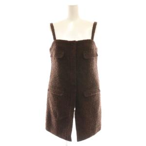 23AW GLITTER TWEED VEST ビスチェ ラメ チュニック丈 F 茶 ブラウン /AT