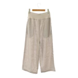 BEARDSLEY 25SS ウエストリブリネンパンツ ワイドパンツ 0 ライトグレー グレージュ /ES OS