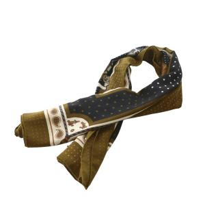 HARNAIS DE COUR 宮廷の馬具 カレ140 カレジェアン スカーフ カーキ ブラウン