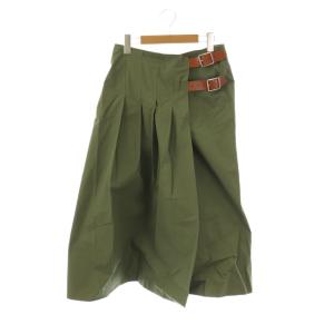 タイプライターコットンラップスカート プリーツ フレア I42 カーキ 緑 /CX OS